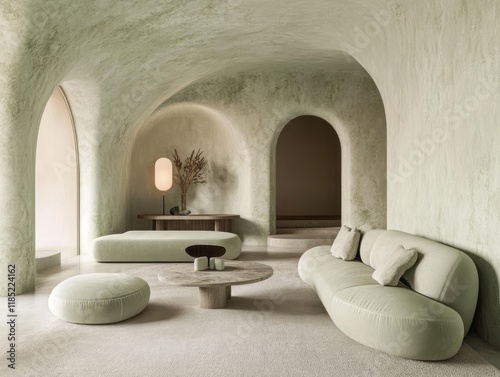 Serene Green Living Room Wi...