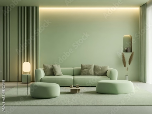 Modern Green Living Room In...