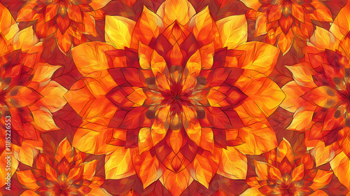 Ethnic boho seamless pattern. mandala design in oriental style. bokeh texture. Flameleaf. Illustration photo