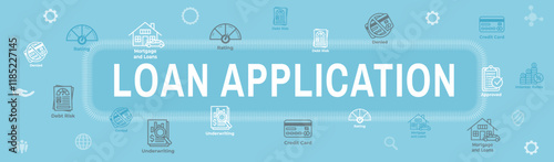 Credit Score for Loan Refinance or Application Icon Set and Web Banner
