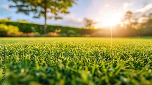 Wallpaper Mural A vibrant green lawn illuminated by sunlight, showcasing a serene outdoor environment. Torontodigital.ca