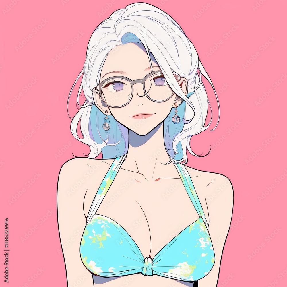 Illustration of a Woman Posing in Beachwear Generative AI Illustration of a Woman Posing in Beachwear Generative AI