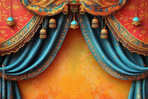 Vibrant Indian Decorative Curtain Design with Flowers and Motifs for Festivals