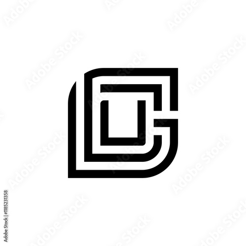 combination of letters GU which becomes a logo with a labyrinth style.