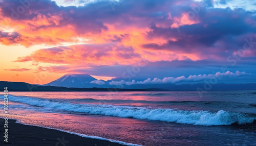 Stunning Marine View with Dramatic Cloudy Sky at Khalaktyrsky Beach, Kamchatka