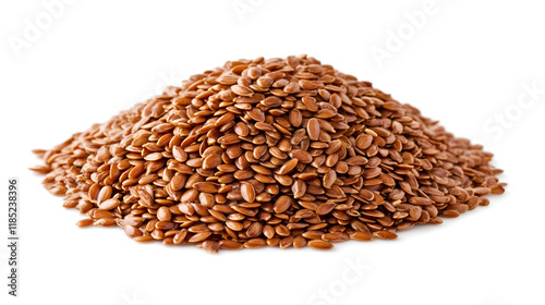 close-up of flaxseed stack against white background.ai generative