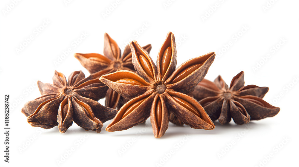 closeup of star anise spice against white background.ai generative closeup of star anise spice against white background.ai generative