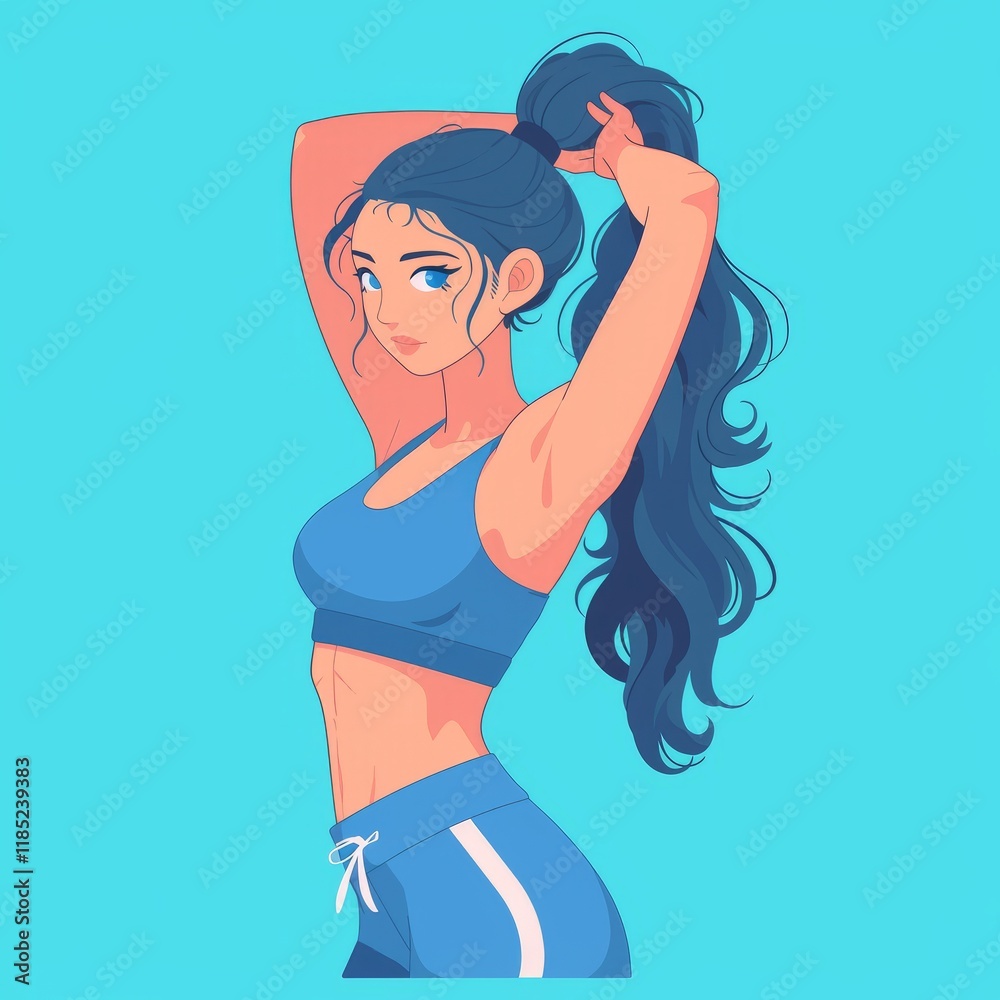 Illustration of a Beautiful Woman Posing in Sport Outfit Generative AI Illustration of a Beautiful Woman Posing in Sport Outfit Generative AI