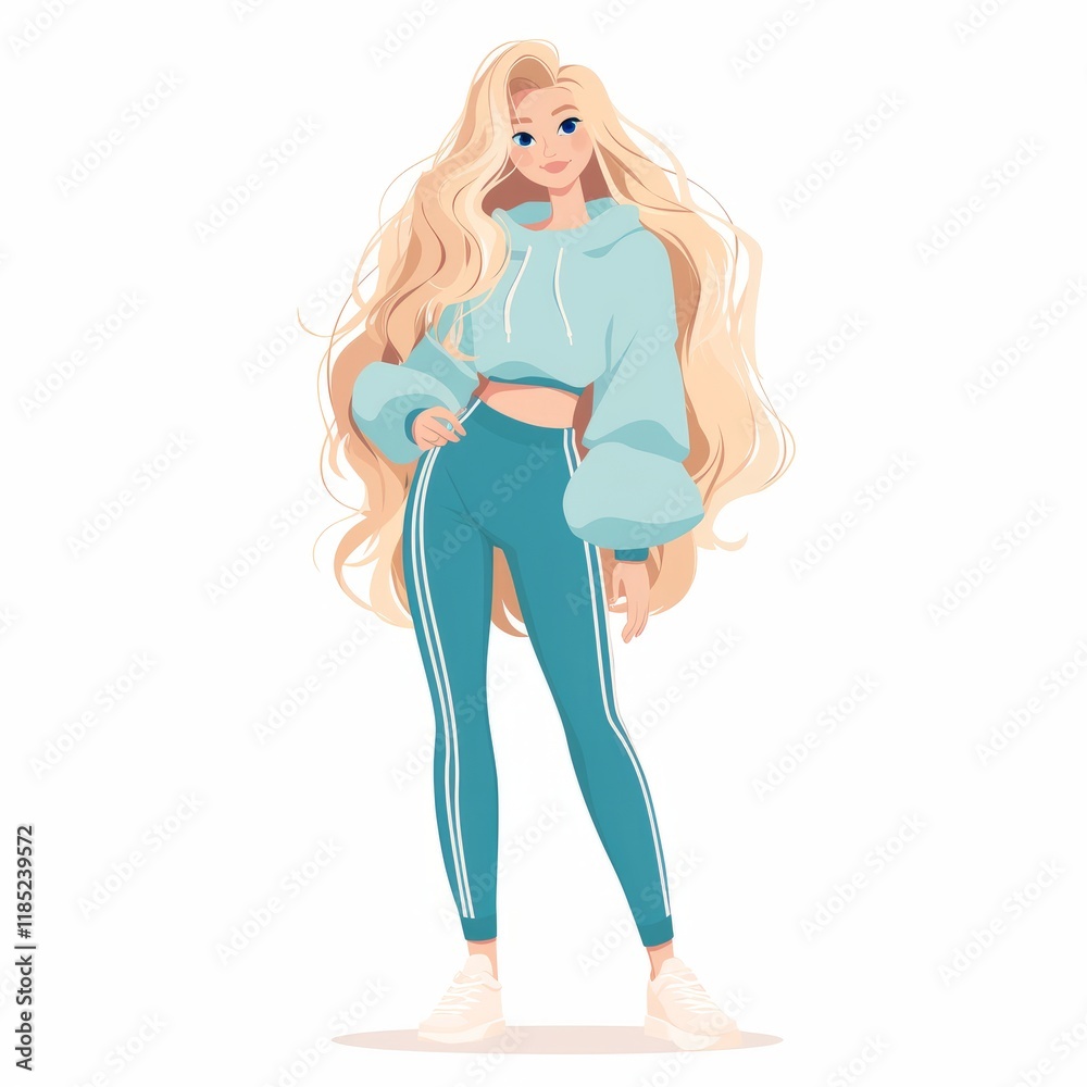 Illustration of a Beautiful Woman Posing in Sport Outfit Generative AI Illustration of a Beautiful Woman Posing in Sport Outfit Generative AI