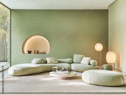 Serene Green Living Room Mo...