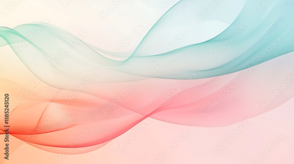 Fototapeta premium Abstract Pastel Waves Flowing Gracefully Across Soft Background