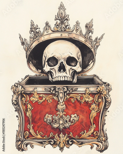 Skull and Crown Chest surrealist illustration photo