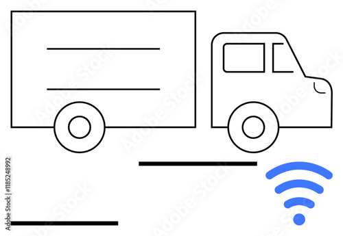 Outline of a truck with wireless signal icon, representing smart delivery, IoT in logistics, and digital fleet management. Ideal for tech, automation, transportation, and connectivity concepts