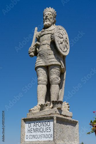 Stone statue depicting D. Afonso Henriques belonging to the episcopal garden of the city of Castelo Branco. photo