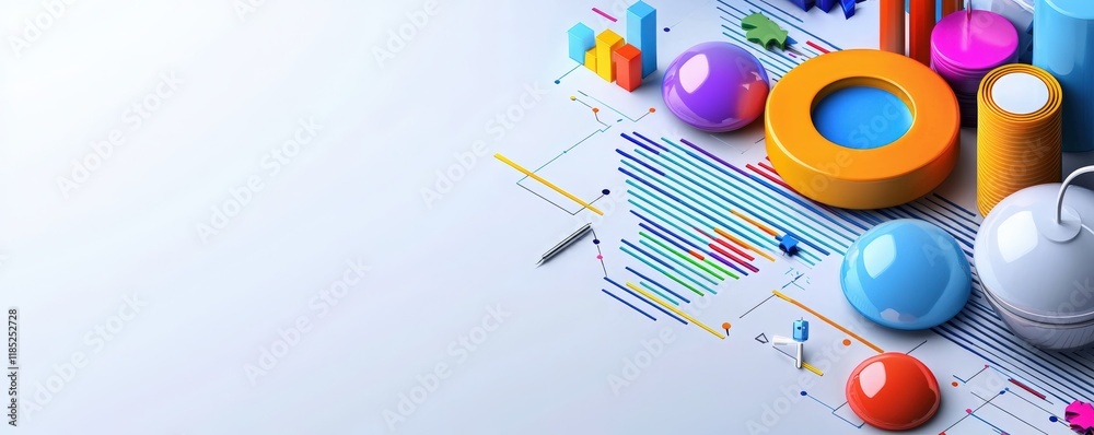 Obraz premium Background Element of 3D Marketing Data Report