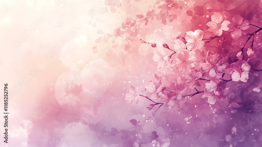 Delicate Pink Cherry Blossoms in Soft Light Delicate Pink Cherry Blossoms in Soft Light