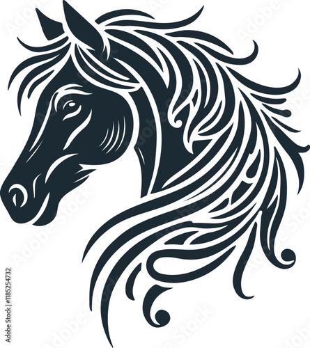 Horse Head Silhouette Vector On White Background eps 10