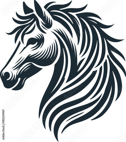 Horse Head Silhouette Vector On White Background eps 10