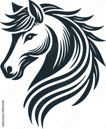 Horse Head Silhouette Vector On White Background eps 10