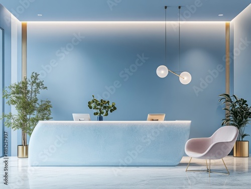 Modern Blue Reception Area ...