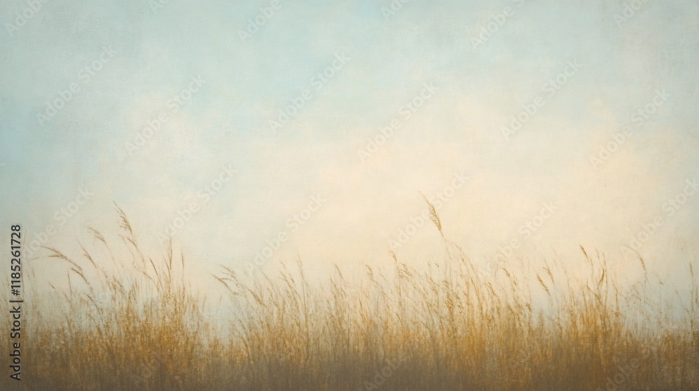 A serene landscape featuring tall grass against a soft, cloudy sky. A serene landscape featuring tall grass against a soft, cloudy sky.