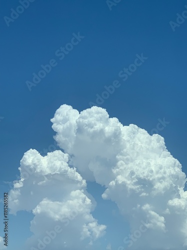 Photography blue sky with clouds big fluffy
