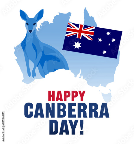 happy canberra day with australian flag