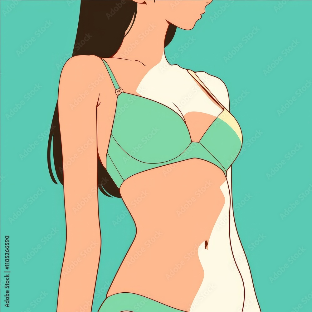 © Johan - Stunning Beauty in Green Swimsuit Generative AI © Johan - Stunning Beauty in Green Swimsuit Generative AI