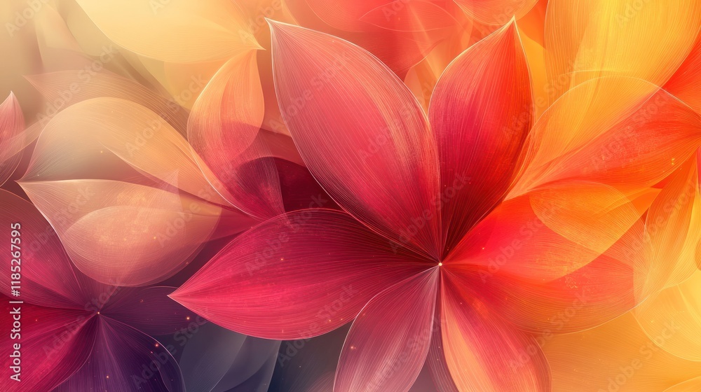 Fototapeta premium Abstract floral background with warm, vibrant colors and soft, glowing petals.