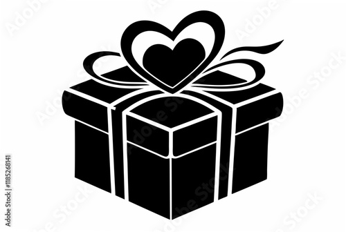  valentine gift box silhouette vector illustration