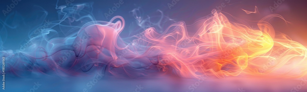 Flames are moving in the air with a blue background, banner, copy space Flames are moving in the air with a blue background, banner, copy space