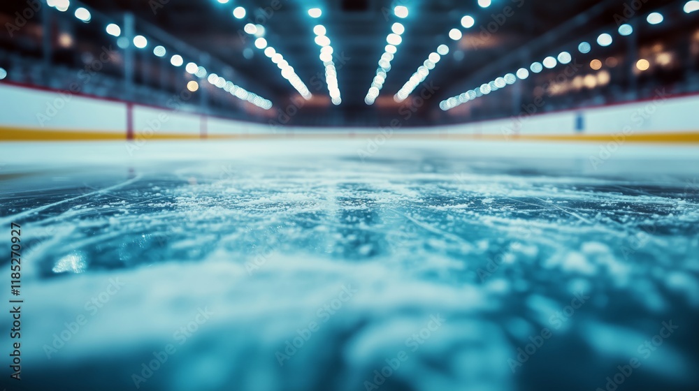 Obraz premium Dynamic Perspective of an Ice Hockey Rink with Bright Lighting