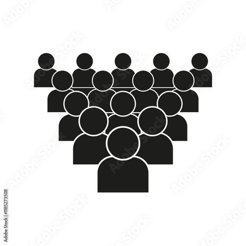 Crowd icon. Group of people. Human figures silhouette. Black vector design.