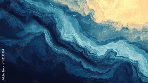 Wallpaper Mural Abstract ocean depth map; blue, teal, beige swirls. Torontodigital.ca