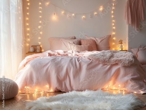 Cozy Pink Bedroom Decorated...