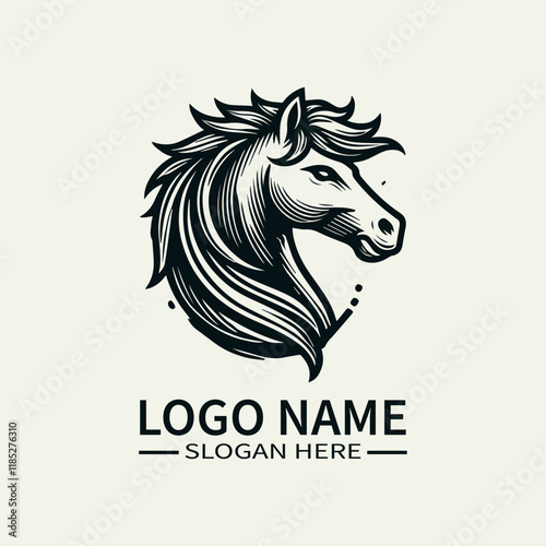 Beautiful Horse Hair Logo Design, Elegant Horse Mane Logo, Horse with Flowing Mane Logo, Equine Beauty Logo, Majestic Horse Logo