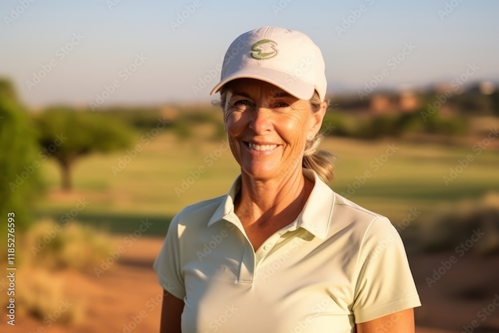 Portrait of a beautiful mature female golfer smiling at the camera Portrait of a beautiful mature female golfer smiling at the camera