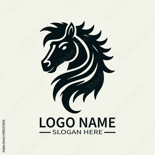 Beautiful Horse Hair Logo Design, Elegant Horse Mane Logo, Horse with Flowing Mane Logo, Equine Beauty Logo, Majestic Horse Logo