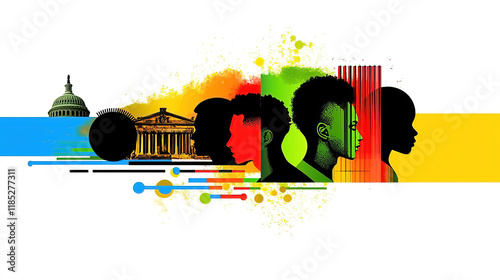 Black History Month celebrates heritage culture activism civil rights and diversity. Vibrant Silhouettes Showcasing Diversity and Cultural Heritage