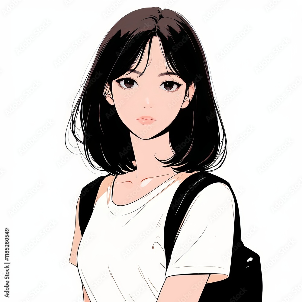 Charming College Girl Gazing at the Camera Generative AI Charming College Girl Gazing at the Camera Generative AI