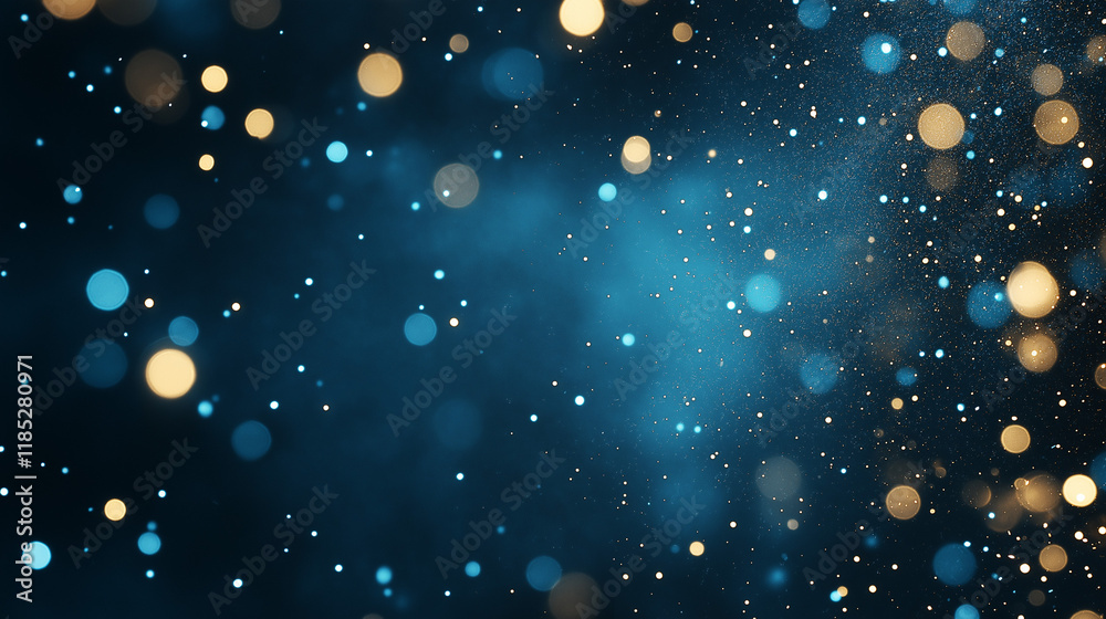 Fototapeta premium Celestial Dreamscape: A captivating abstract image of a deep blue sky, filled with mesmerizing bokeh effects, evokes a sense of wonder and tranquility.