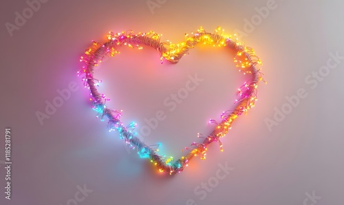 Glowing heart-shaped string lights.