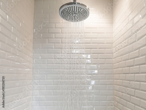 Shower Water Flowing Agains...