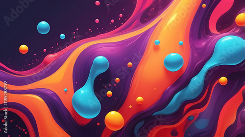 A lava lamp-inspired background with amorphous blobs of bright colors, fluid motion effects, and soft glowing edges