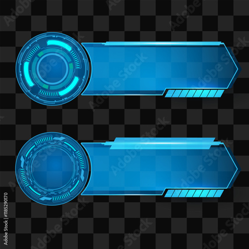 Futuristic interface or technology box blue isolated or lower third glowing light vector editable