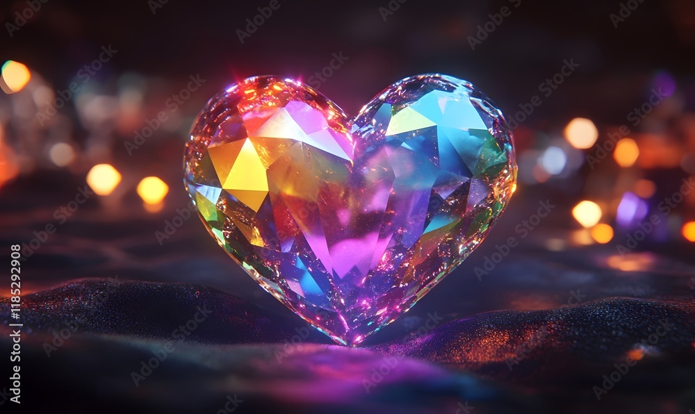 Rainbow crystal heart on dark background. (1) Rainbow crystal heart on dark background. (1)