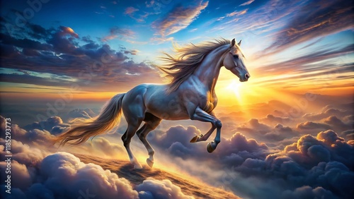 Magical Aerial Horse Wallpaper: Abstract Stallion & Mare Fantasy Background photo