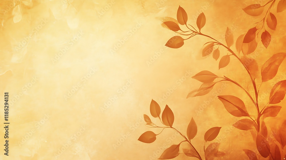 Fototapeta premium Amber Hues Autumnal Leaves Branch Design