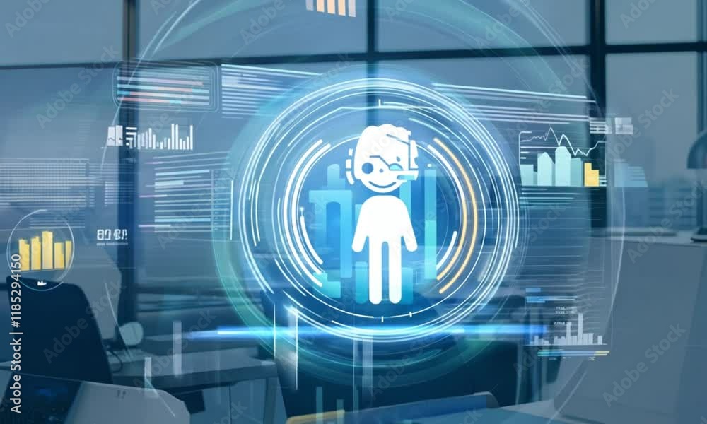 Dynamic AI-Powered Business Interface with Intelligent Assistant Visualizing Data Trends Through Animated Charts and Graphs Dynamic AI-Powered Business Interface with Intelligent Assistant Visualizing Data Trends Through Animated Charts and Graphs