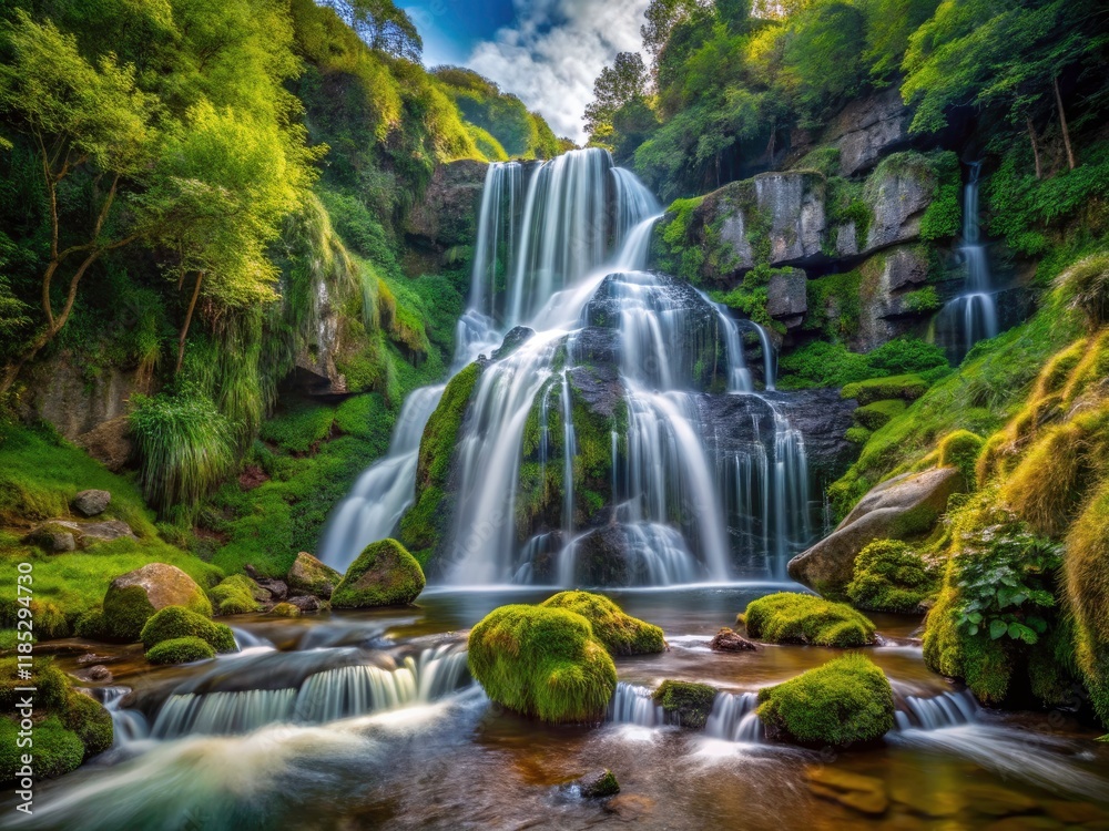 Obraz premium Santo Estevo Waterfall: Stunning Rivas de Sil Nature Photography